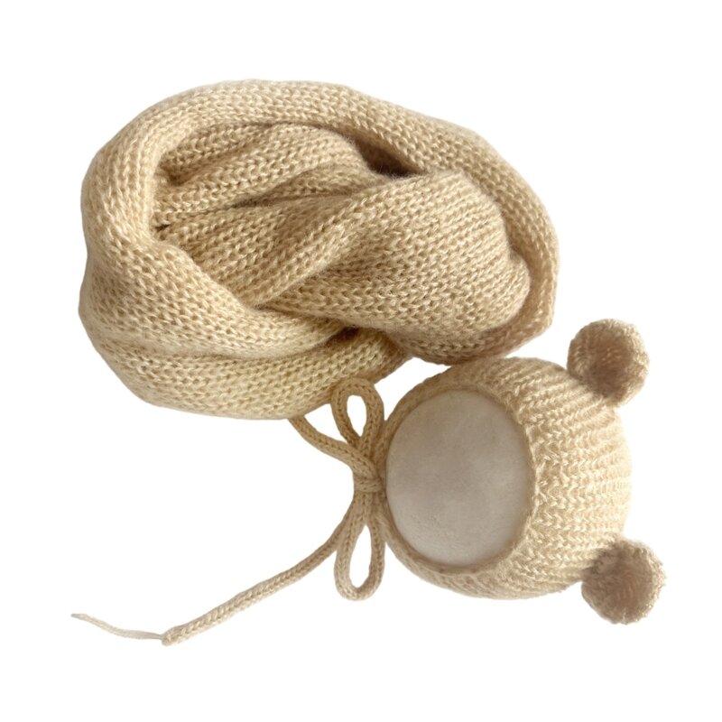 Ademende pasgeboren omslagdoek met hoed Unieke pasgeboren dekenhoed voor fotografie