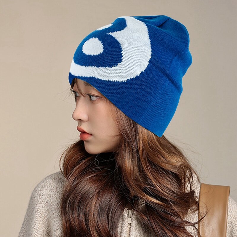 Y2k Beanies Jacquard Print Knitting Cap Beanie Bonnet Men Women's Cap Warm Winter Hats Fashion Cold Caps Unisex Accessories
