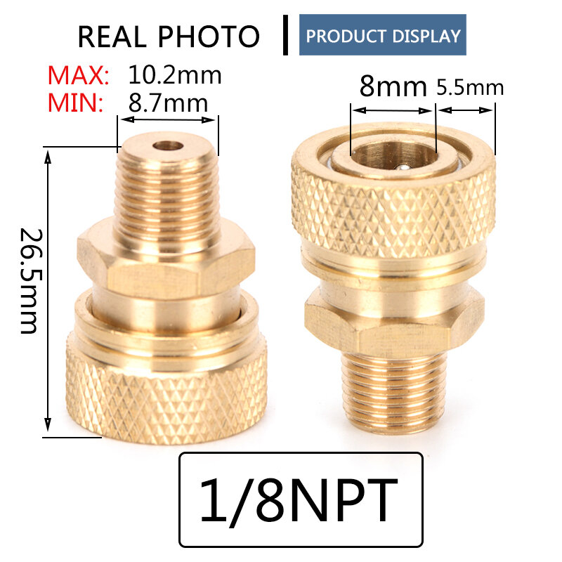 1/8NPT 1/8BSPP M10x1 rosca macho desconexión rápida liberación 8mm aire rellenado acoplador enchufes accesorios de cobre engrosados 1 pc/set