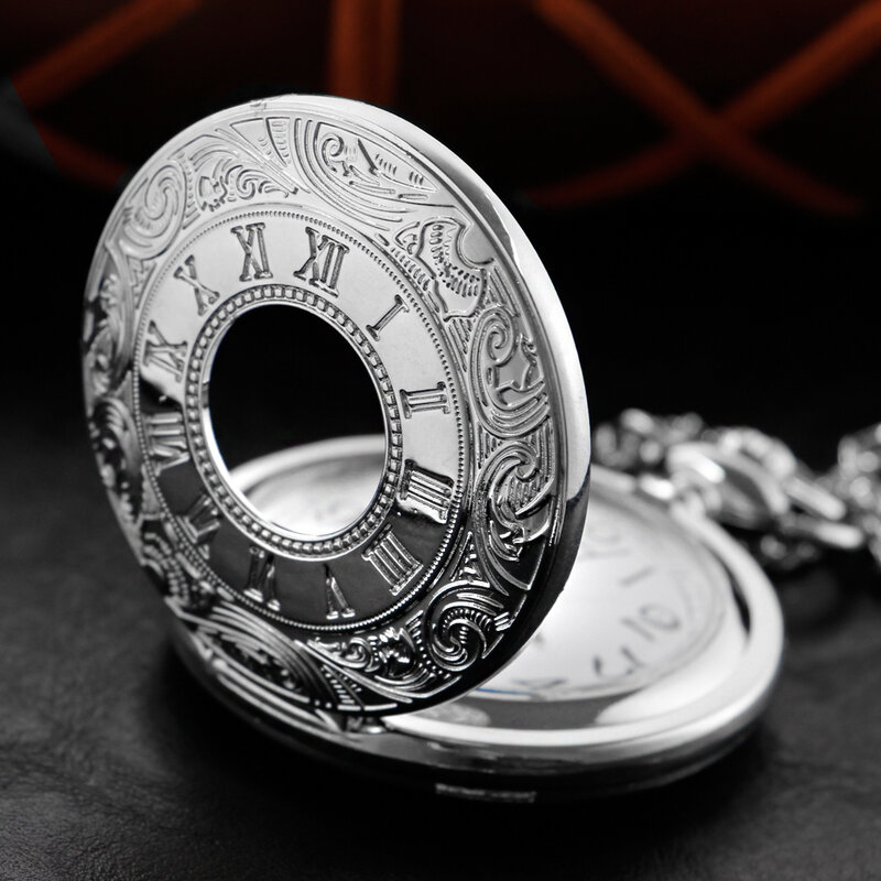 Hohe Qualität Neutral Halskette Timing Anhänger männer und frauen Taschenuhr Geschenk Silber Hohl Geschnitzte Quarz Taschenuhr