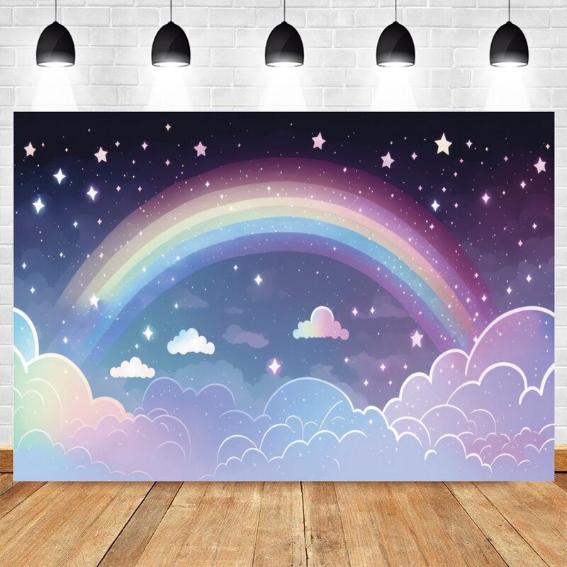 Fundo do arco-íris do unicórnio para a fotografia, princesa 1st Birthday Party Decor, Baby Shower, Photo Background para meninas
