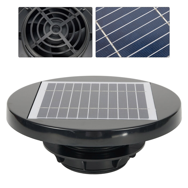 Ultra Low Profile Solar Powered ventilador, nenhum ruído ou perfuração necessária, perfeito para o barco, rv, estufa, Shed, caravana