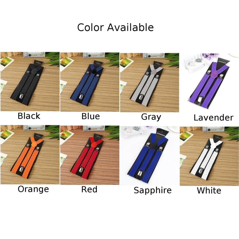 Bretelles en Y réglables pour femmes et hommes, bretelles élastiques, clip arrière, tissu polyester noir, livré avec 1 * bretelles