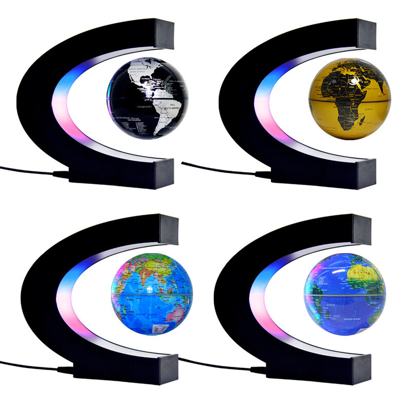 Mapa del mundo flotante de levitación magnética LED, globo de luz antigravedad, bola magnética