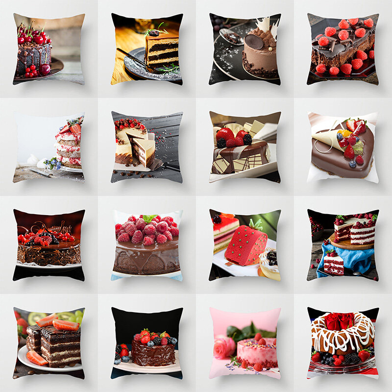 Gourmet-Kuchen drucken Wurf kissen bezug Restaurant Dekor Sofa Kissen Zimmer nach Hause 45x45cm