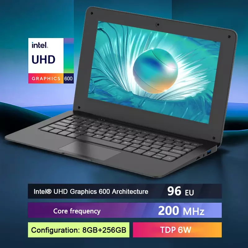 TOPOSH Netbook Mini 10.1 inci Intel N4000, komputer Notebook Bluetooth 10 Pro Dual-band portabel RAM 8GB ROM 64GB