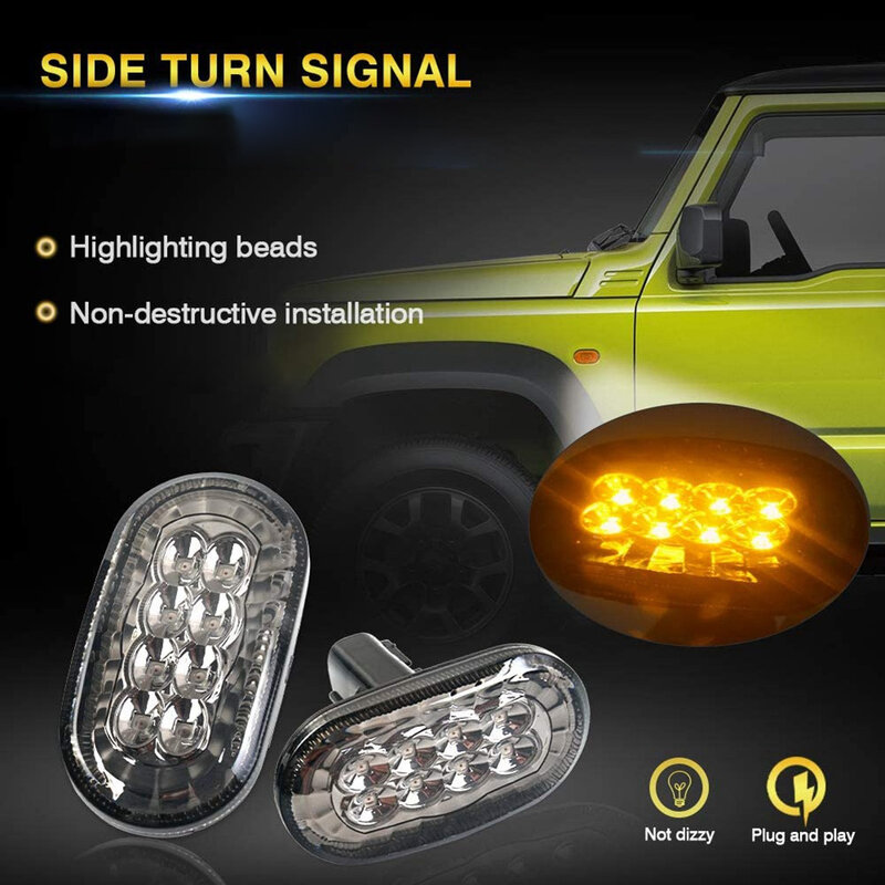 Amber LED Side Marker Lights for Suzuki Jimny JB74 JB64 2018- Turn Signal Indicator Light Replacement, Clear