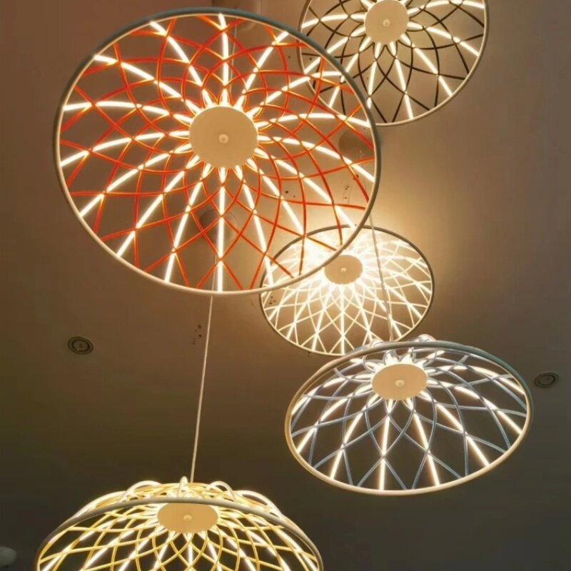 Wysokiej klasy nowoczesny żyrandol ze szklanej liny LED schody restauracja Macaronnet Nordic salon Bar dekoracja wnętrz sztuka oświetlenia