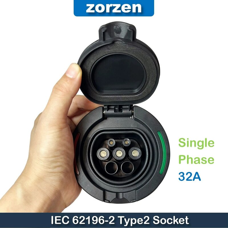 Soket IEC 62196, 2 tipe 2 soket 32A kendaraan listrik AC tipe 2 fase tunggal 240V CE TUV disetujui