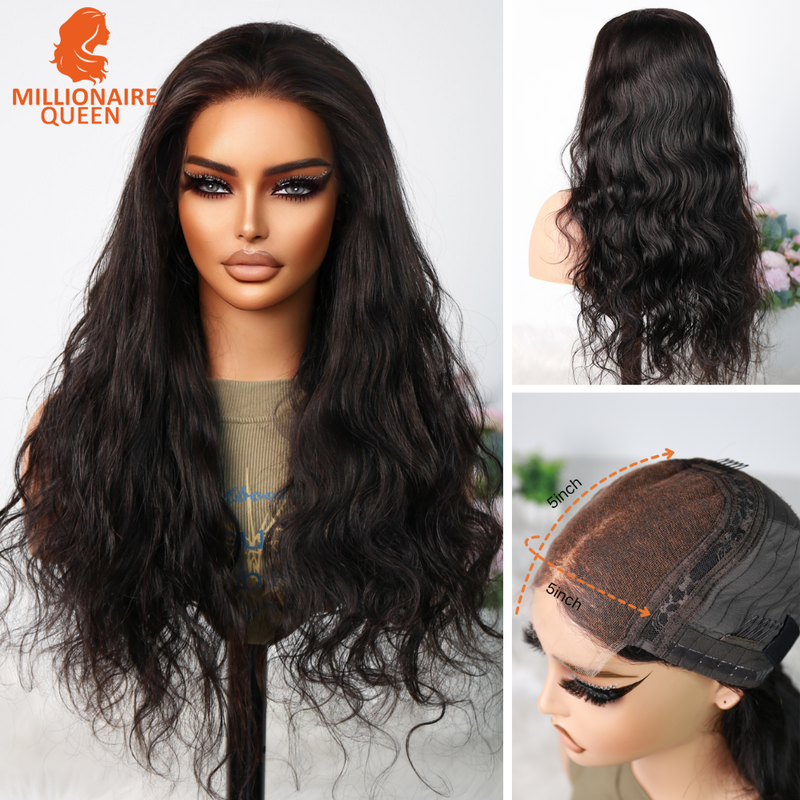 Millionaire Queen Skinlike Real HD Lace Body Wave Wig 5X5 HD Lace Closure 180% Density Invisible HD Lace Glueless Human Hair Wig