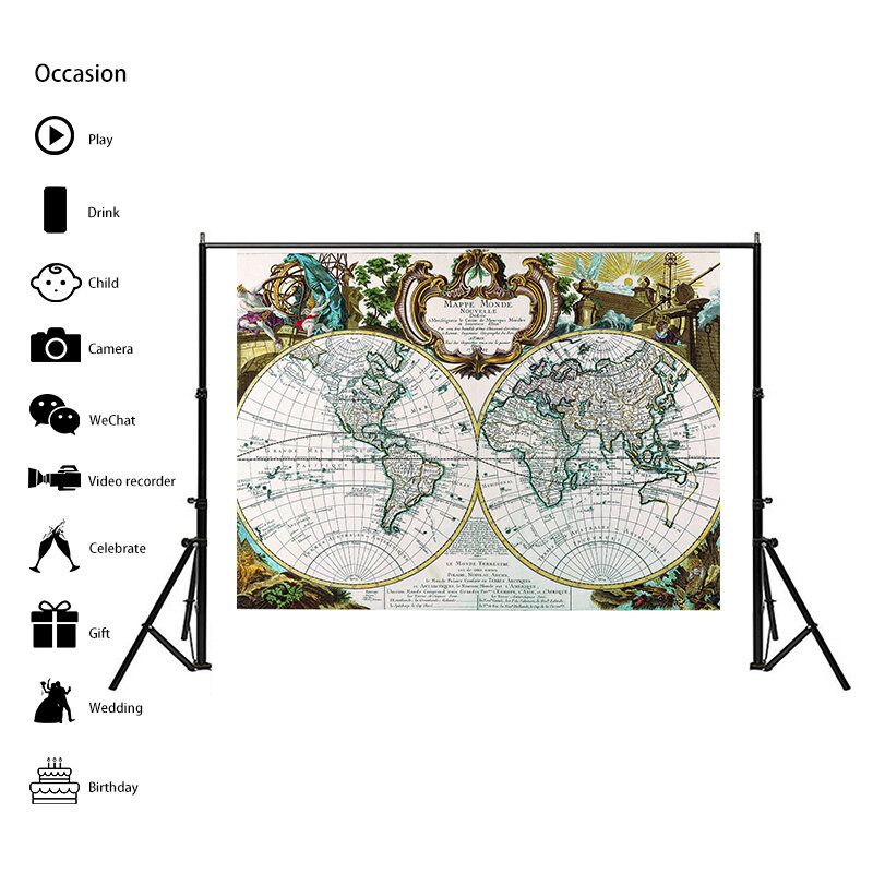 150x100cm Retro mapa świata włóknina płótno malarstwo ścienne dekoracyjny plakat i druk salon dekoracja wnętrz przybory szkolne