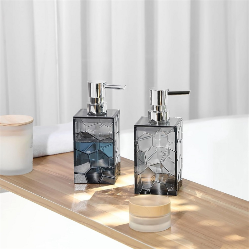 Dispenser sabun tangan, botol Pompa cair plastik akrilik bening Dispenser Losion isi ulang untuk dekorasi kamar mandi C