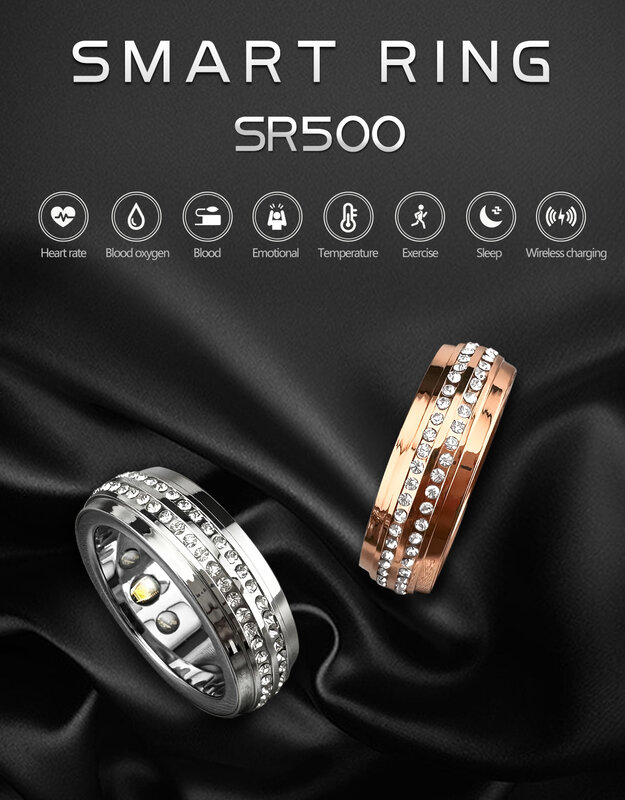 Nuovo Design Sleep Monitor frequenza cardiaca Smart Ring donna uomo Lover impermeabile Blood Oxygen Fiess Tracker Smartring caricabatterie Wireless