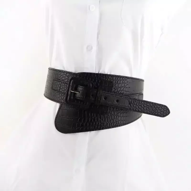 Modello coccodrillo cintura larga in pelle PU cappotto donna accessori corsetto 2023 Fashion Luxury Designer Cummerbunds per donna