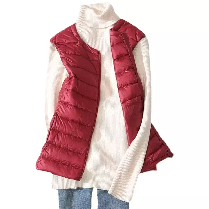 8 kolorów damskie kurtki puchowe bez rękawów 2023 jesienno-zimowa wyściółka utrzymują ciepło ultralekkie pikowane białe damski płaszcz puchowe