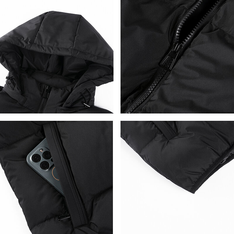 Ветрозащитная мужская куртка с капюшоном, теплая удобная однотонная куртка со съемной шапкой, Осень-зима 2023