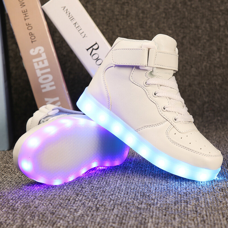 Zapatillas luminosas para niños y niñas, zapatos con luz Led, suela colorida, carga Usb, talla 46