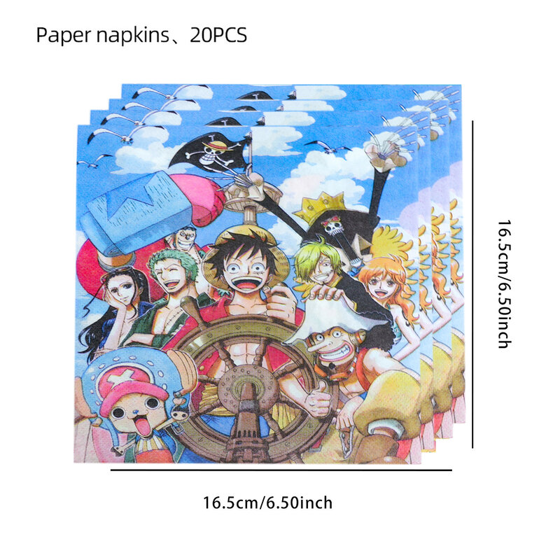 Jednoczęściowa dekoracja urodzinowa Luffy Zoro Papierowa zastawa stołowa Obrus Kubek Talerz Balon Baby Shower Chłopcy Zestaw zaopatrzeń imprezowych