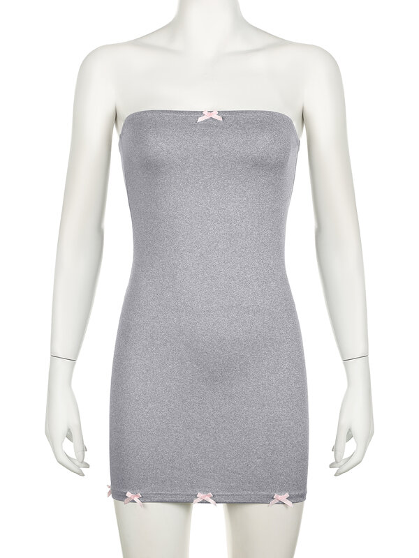 IAMSURE gaun Bodycon pita manis gaun Mini tanpa lengan leher Slash ramping seksi untuk wanita Streetwear mode Musim Panas 2024