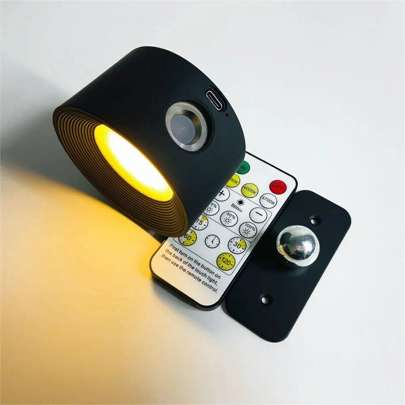 USB recarregável LED Wall Light, toque e controle remoto, sem fio Wall Mounted Sconce Lights para quarto, lâmpada de leitura