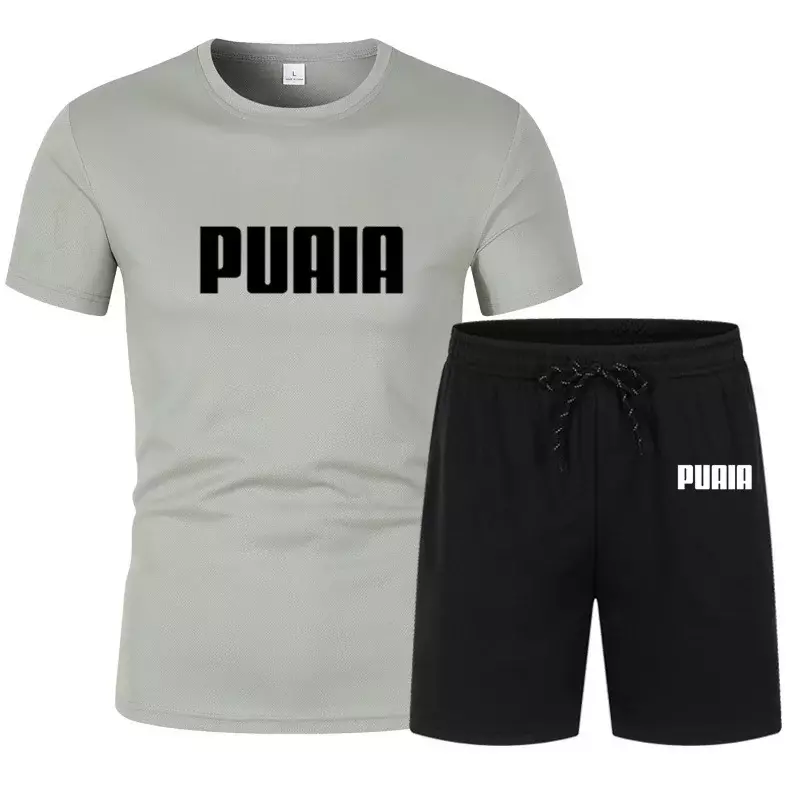 Conjunto de camiseta e shorts casual masculino, roupa esportiva de manga curta, roupa de treino para correr, verão, 2 peças, 2024