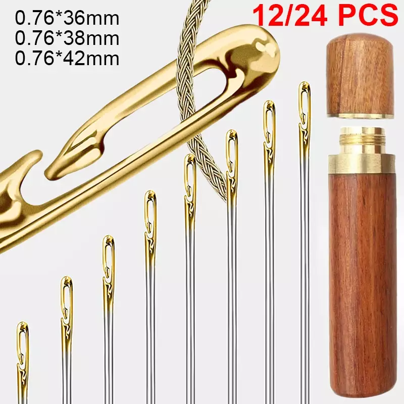 12/24Pcs New Blind Sewing Needles Elderly Big Hole Stainless Steel Needle for Sewing Household Jewerly Beading Threading Needles