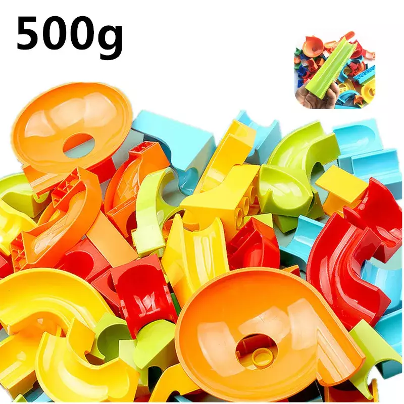 500g Marble Race Run Ball Track Large Basic Building Blocks Compatible Complementary Parts for Big Slide Bricks Wall Kids Toys