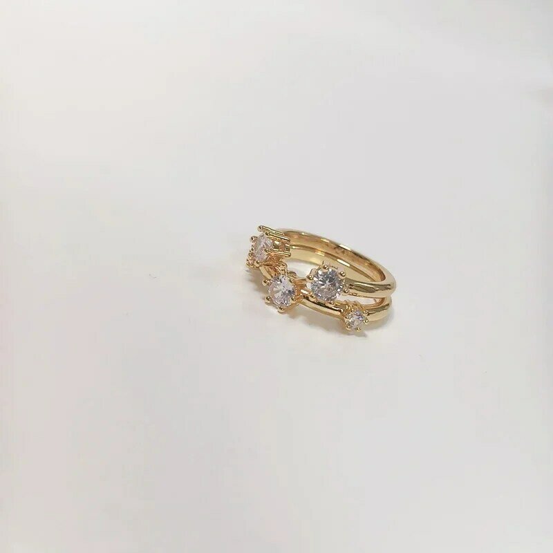 Роскошное Новое двойное кольцо SWJZ01 с звездным небом, Женское кольцо, праздничный подарок, модный тренд и красочный, улучшение темперамента
