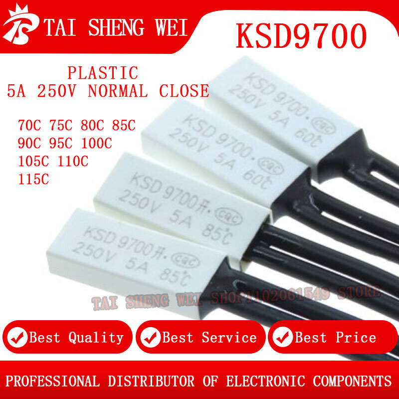 Терморегулятор KSD9700 KSD9700/5A/250 В/70C/75C/80C/85C/90C/95C/100C/105C/110C, 10 шт.