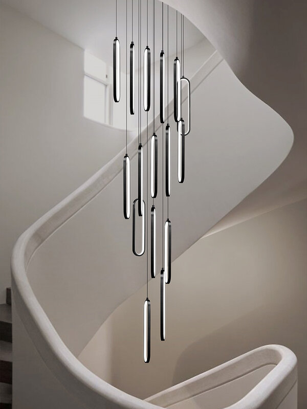 Żyrandol w stylu nordyckim Led designerska willa lampa sufitowa do salonu owalny wisiorek do jadalni zawieszka do sypialni wiszące schody żyrandol