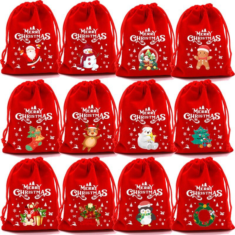 크리스마스 이브 부직포 선물 가방, 노인의 휴대용 사과 가방, 사탕 작은 선물 포장 가방, 크리스마스 장식, 1 PC