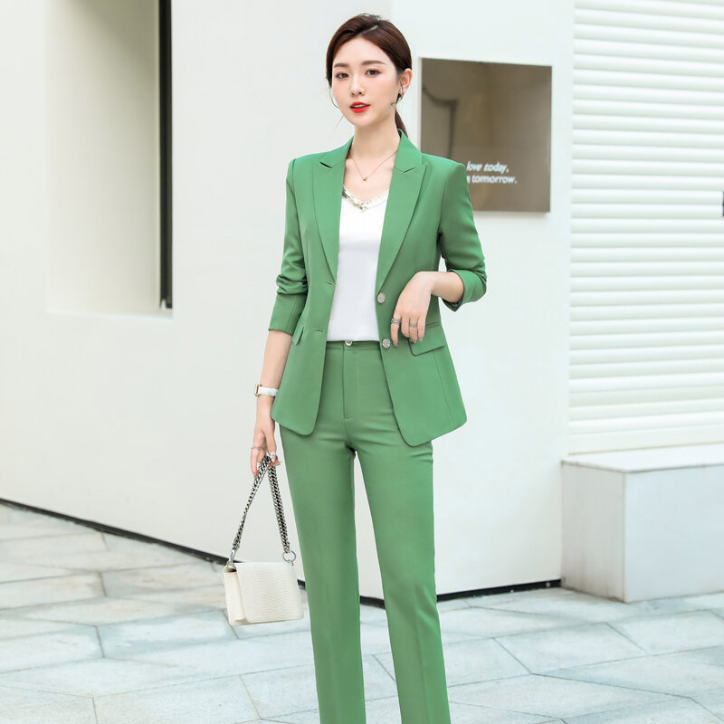 Formalny mundur projektuje spodnie ze spodniami i kurtkami płaszcz damski jesienno-zimowy profesjonalny zestaw biznesowe blezery spodni