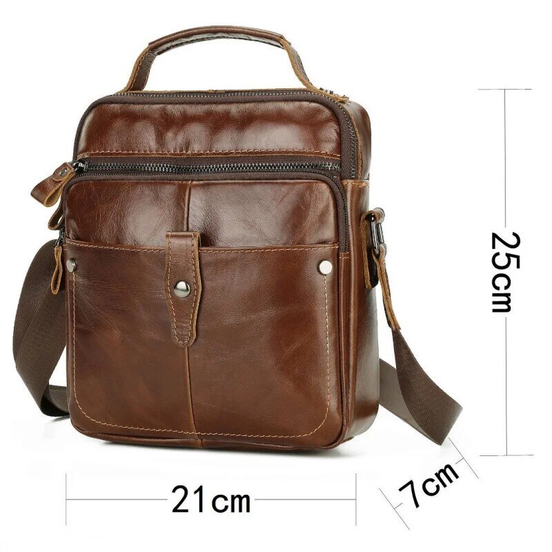 Casual Cowhide Men's Shoulder Bag Genuine Leather Messenger Bag Vintage Male Crossbody Bag Multifunction Handbag