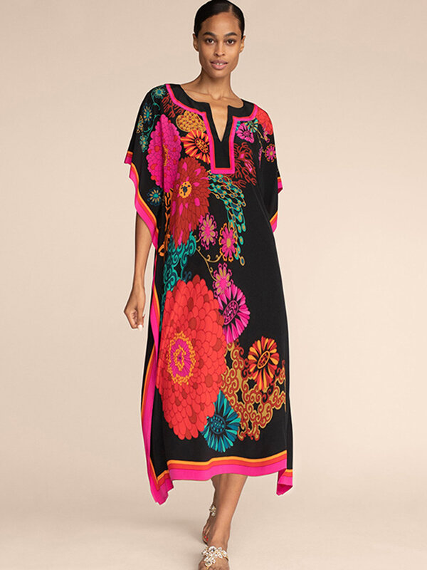 Kaftans imprimés pour femmes, robe de plage Maxi, style bohémien, paréo, livraison directe d'usine