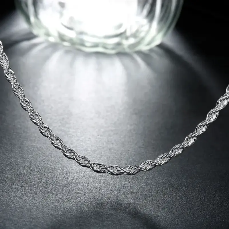 Heiße Charms feine 4mm Seil kette Sterling Silber Halsketten für Frau Männer klassischen Modeschmuck Hochzeits feier Weihnachts geschenke