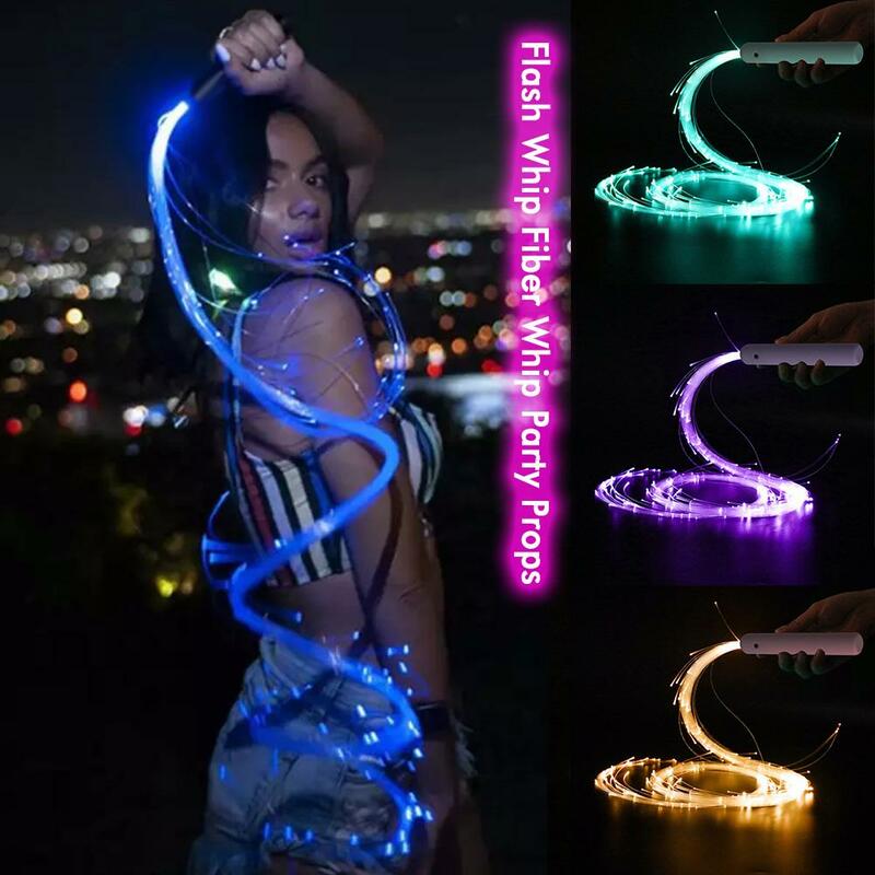 Whipgiratorio de fibra óptica LED de 360 °, cuerda de mano óptica superbrillante, Pixel Whip Flow Toy, iluminación para fiesta de baile y espectáculo