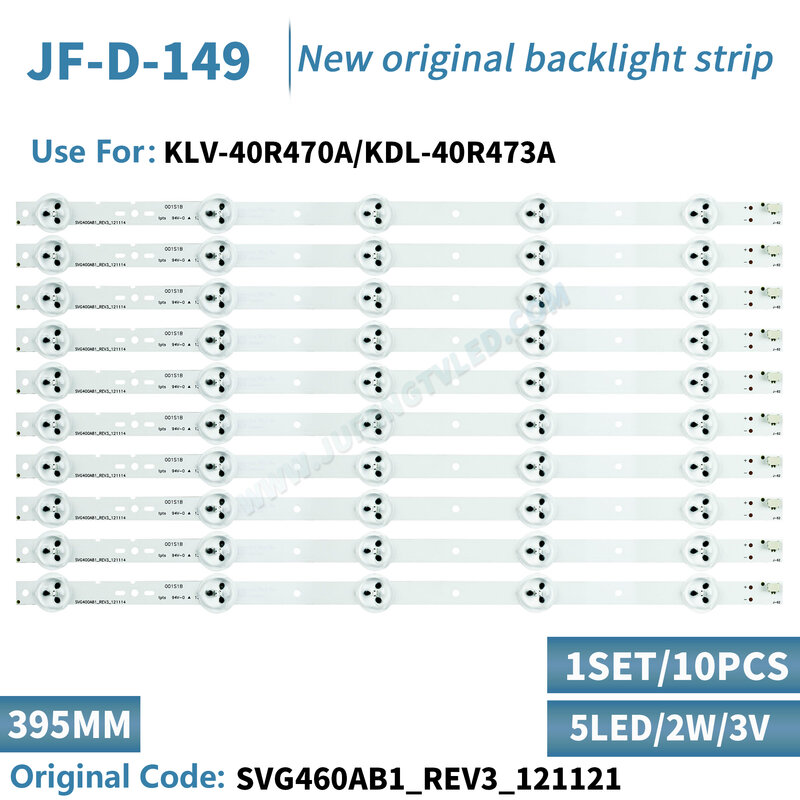 Kit baru 10 buah strip lampu latar LED 395mm 5LED untuk KDL-40R473A strip