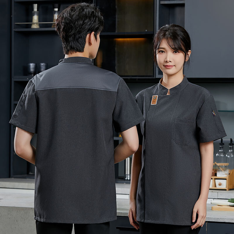 Кухонная куртка Униформа для кейтеринга Женская рабочая одежда для ресторана официанта с короткими рукавами пальто для хлебобулочных суши шеф-повара для мужчин и женщин