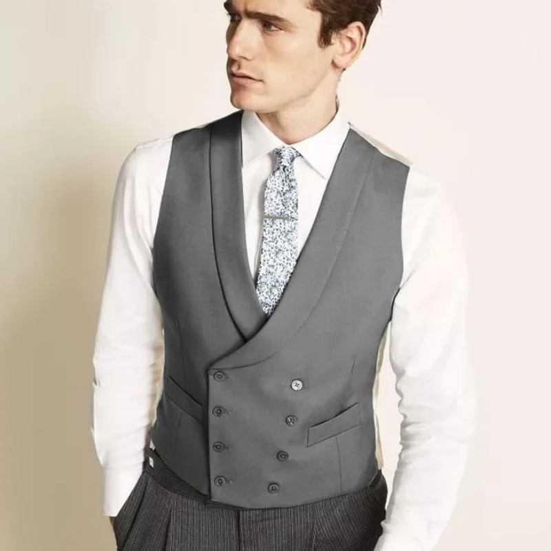 Мужской жилет темно-серый весенний однотонный с отворотом джентльменский винтажный Стандартный тонкий свадебный Банкетный мужской костюм жилет