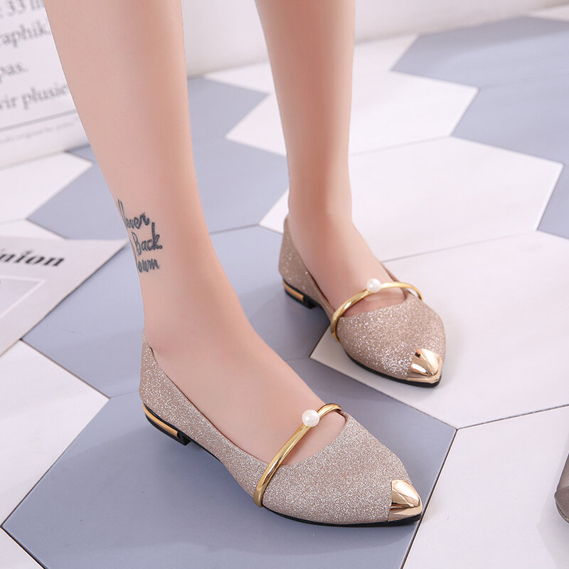 New Summer New Women's Pointed Toe Flat Shoes Fashion Shallow Mouth Single Shoes Wedding Women Dress Shoes Party Chaussure Femme