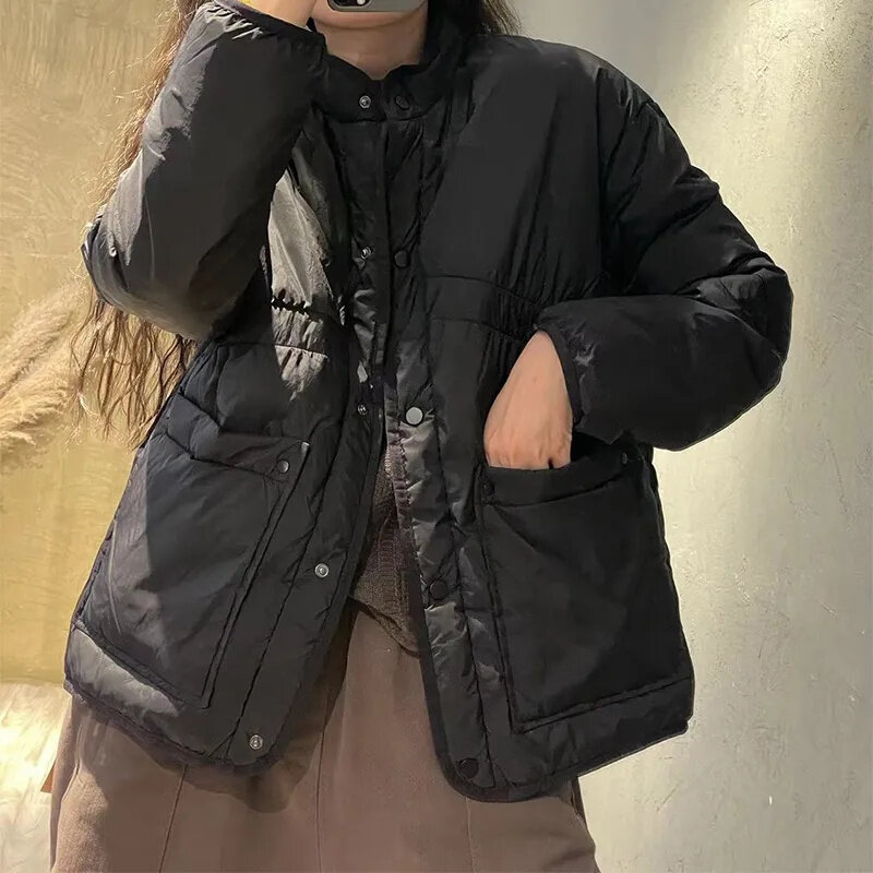 2023 inverno nuovo caldo allentato semplice pendolarismo Cardigan colletto alla coreana piumino da donna breve moda calda giacca da pendolarismo