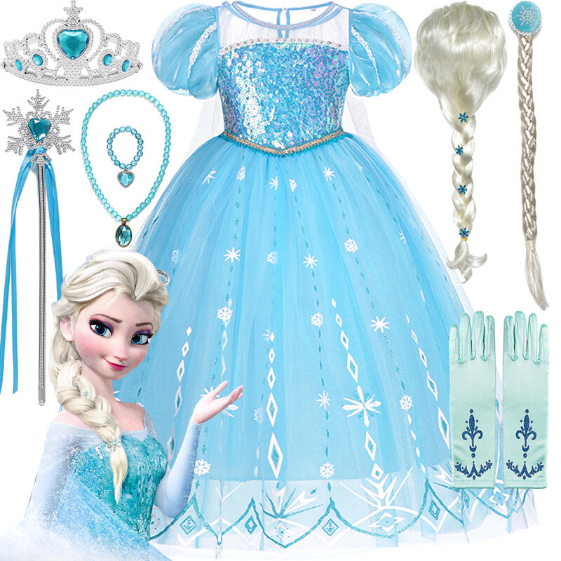 Disney Forzen Elsa Kleid Kinder Prinzessin Cosplay Kostüm für Baby Mädchen Halloween Kostüm Mädchen 2-8 Jahre Weihnachten Geburtstags geschenk