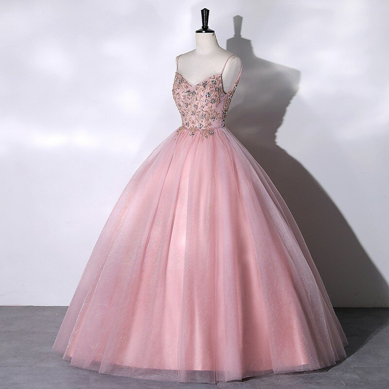 New Party Dress Simple Quinceanera Dresses Luxury Beading Prom Dress Elegant V-neck Ball Gown Real Photo Vestidos Robe De Bal