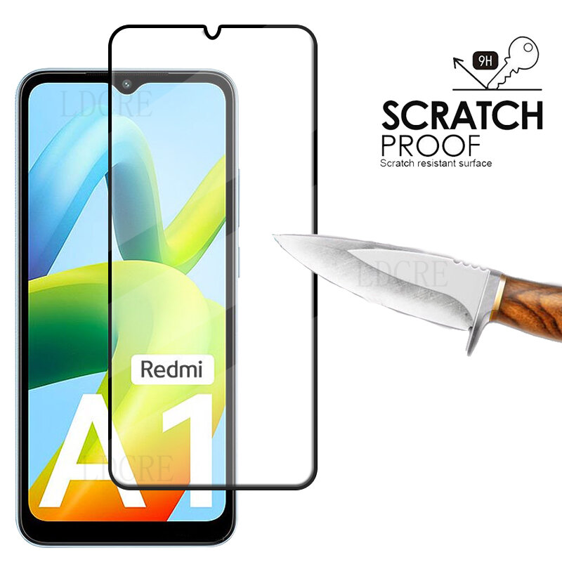 6-in-1 For Redmi A1 Glass For Xiaomi Redmi A1 Tempered Glass Full Cover Protective Screen Protector For Redmi A1 2022 Lens Glass