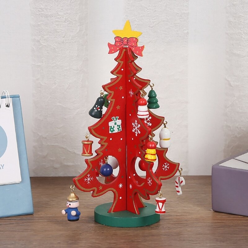 Exhibición árbol Navidad madera, suministros adorno para ocasiones festivas, envío directo