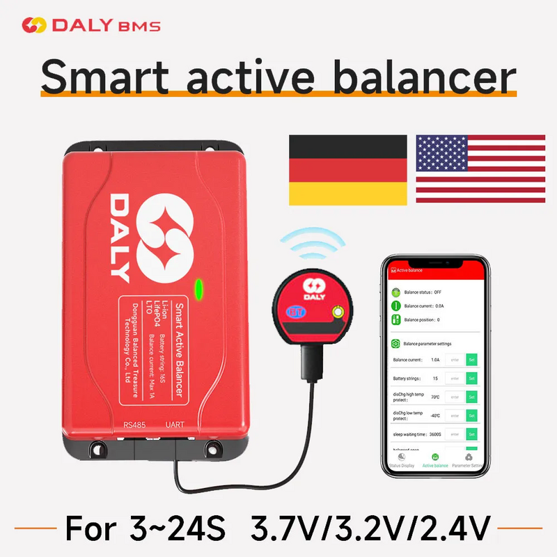 Daly-BMS Active Balancer Batterie, VeFePO4, Égaliseur 24V, BatBR Balance Board, l'autorisation, 3S, 4S, 6S, 7S, 8S, 10S, Accessoires