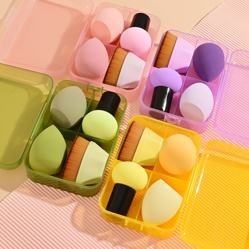 4Pcs With Box Cosmetic Puff Set Beauty Dry Wet Usable Makeup Tool Cushion Puffs Pro Foundation Sponge Powder Makeup