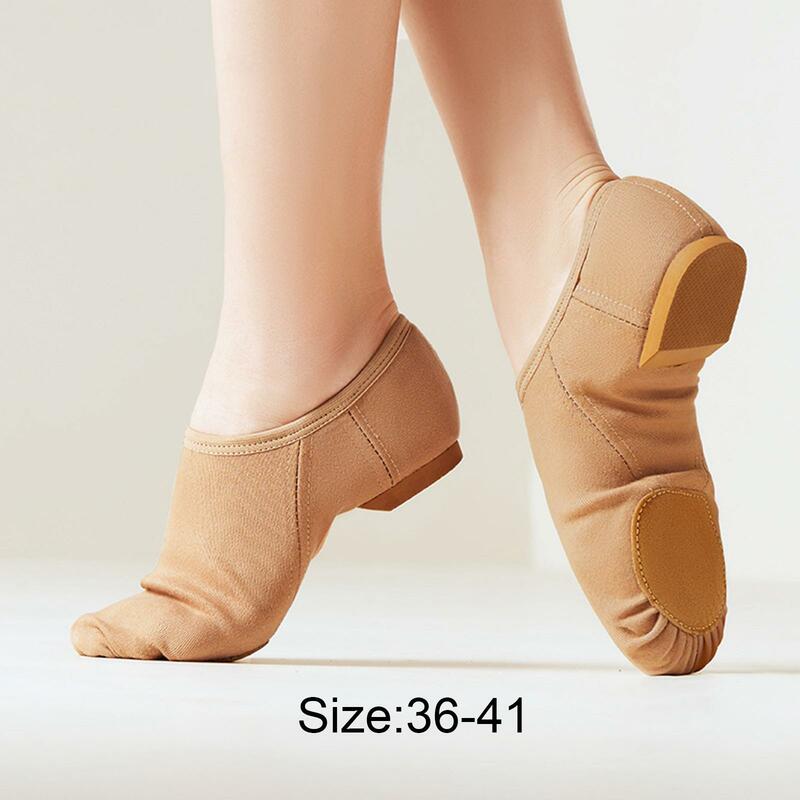 Sepatu balet anak perempuan, pakaian sepatu balet sol terpisah bersirkulasi udara, sepatu dansa Slip Untuk dewasa