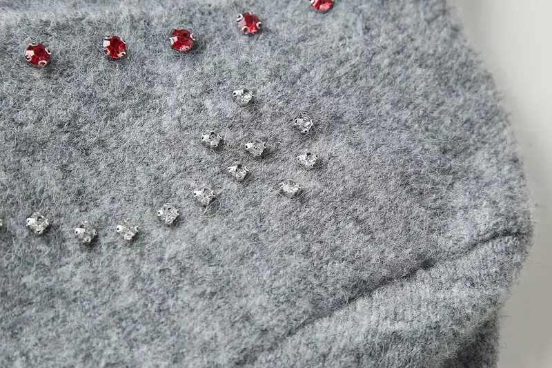 Frauen neue Mode Perlen Dekoration Herz geformt V-Ausschnitt Strick mantel Vintage Kurzarm Button-up weibliche Pullover schicke Tops