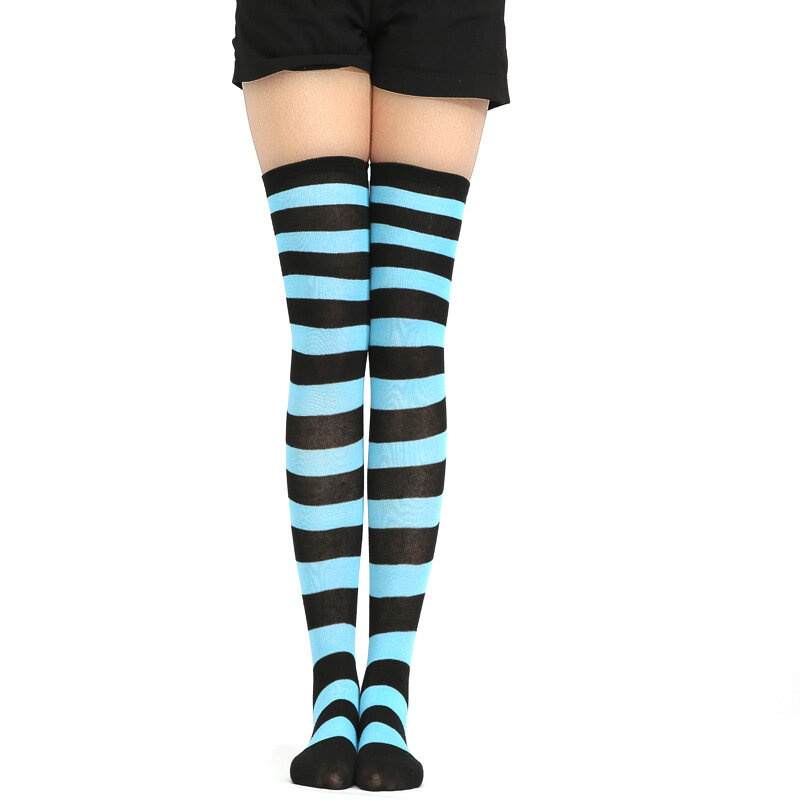 JK Woman Cosplay Stockings Orange Black Strips Lolita Long Socks Over Knee Thigh High Socks Women Compression Socks